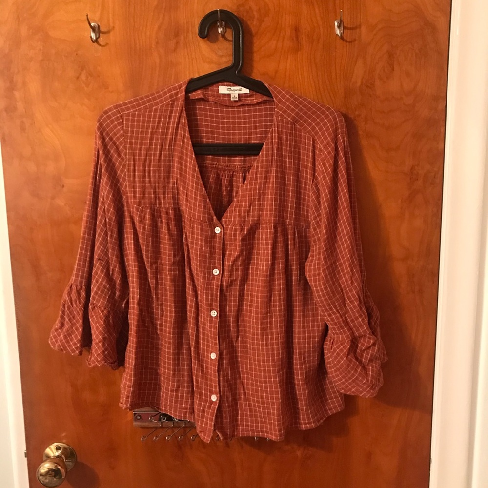 Madewell L windowpane blouse